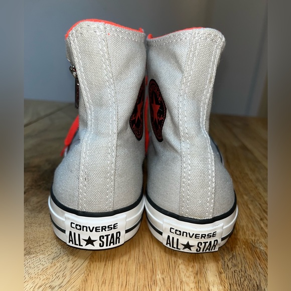 Chuck Taylor Converse Side Zip High Gray Violet Neon Orange Shoe - Picture 2 of 8